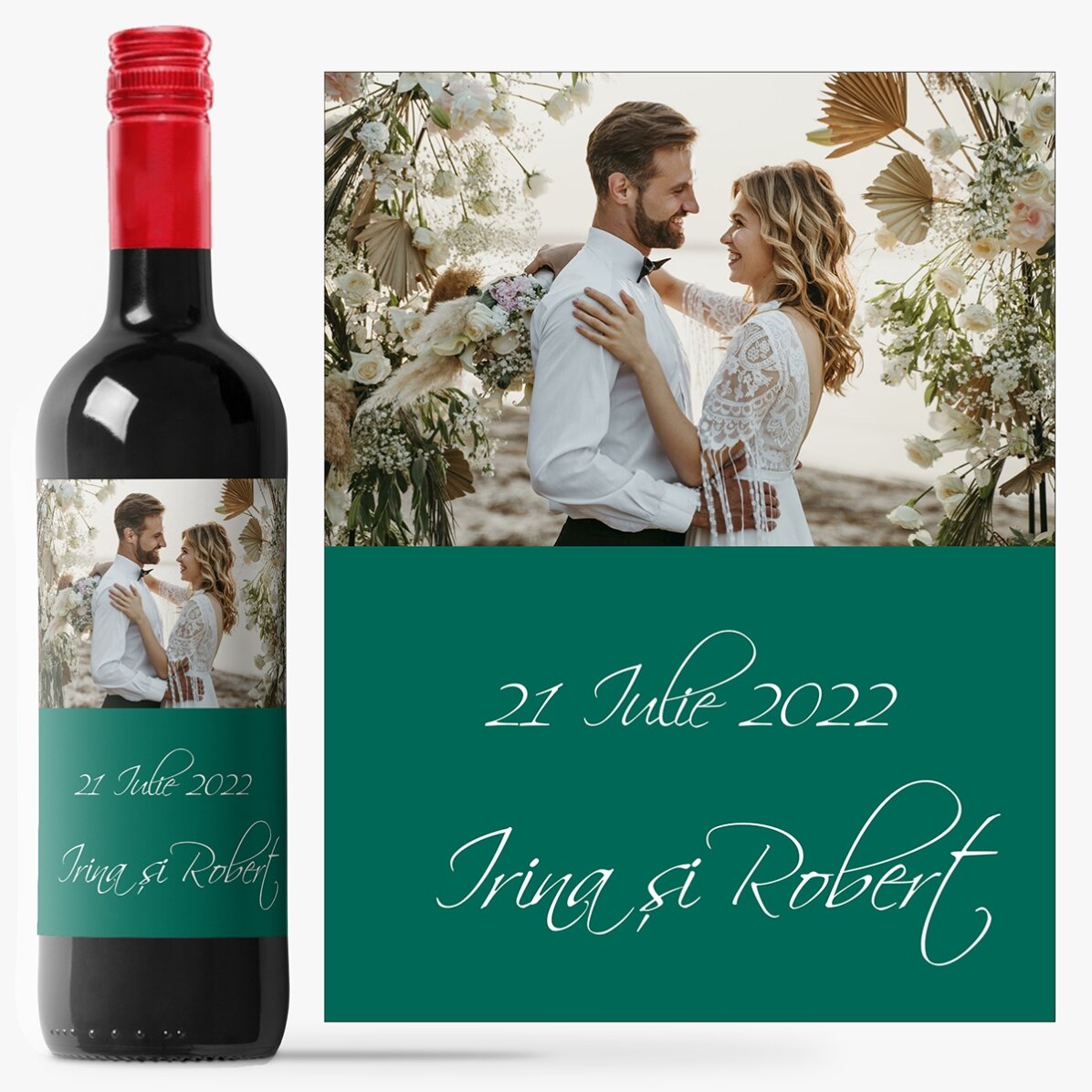 Vin personalizat cu o poză pentru nuntă