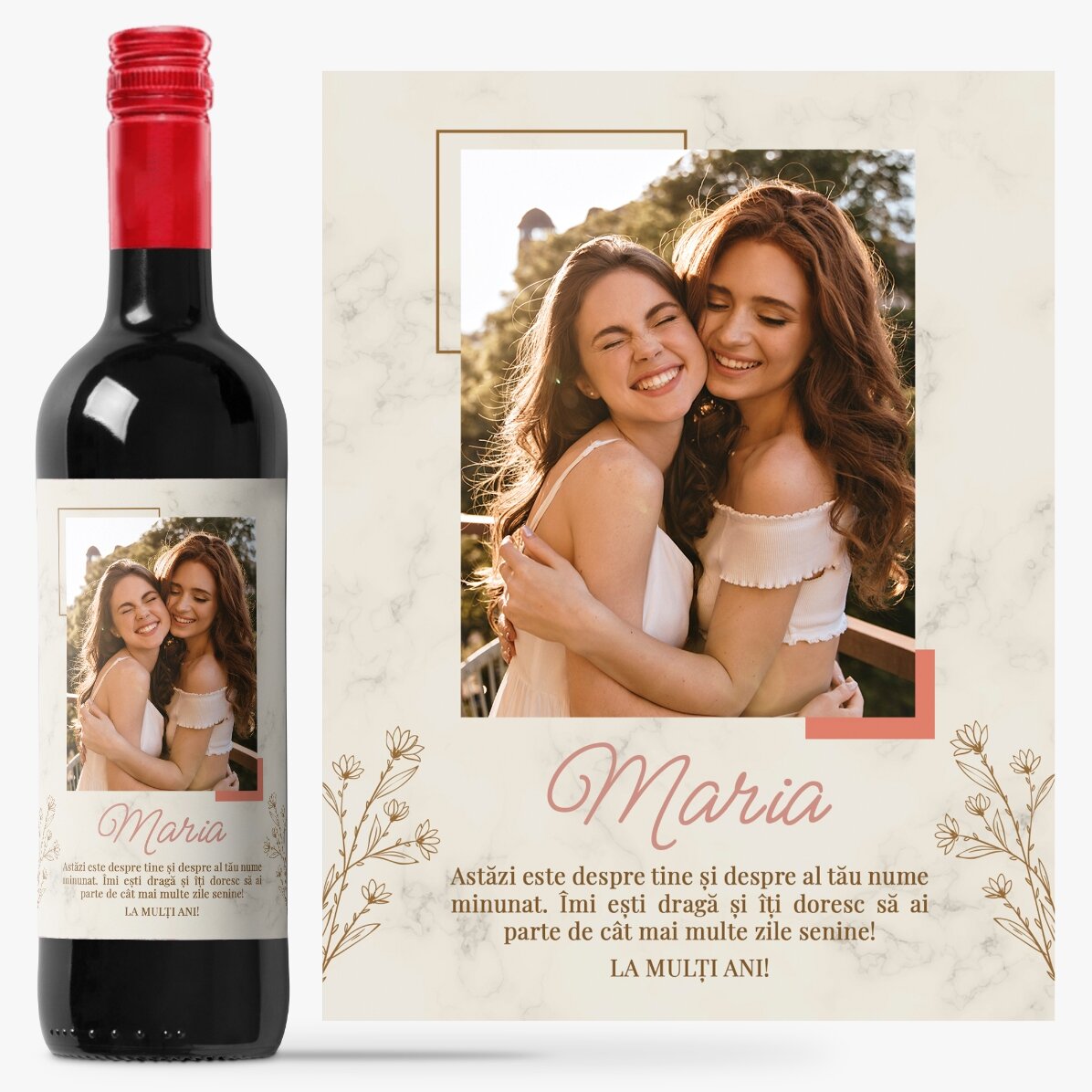 Vin personalizat cu o poză și mesaj - Pentru ea