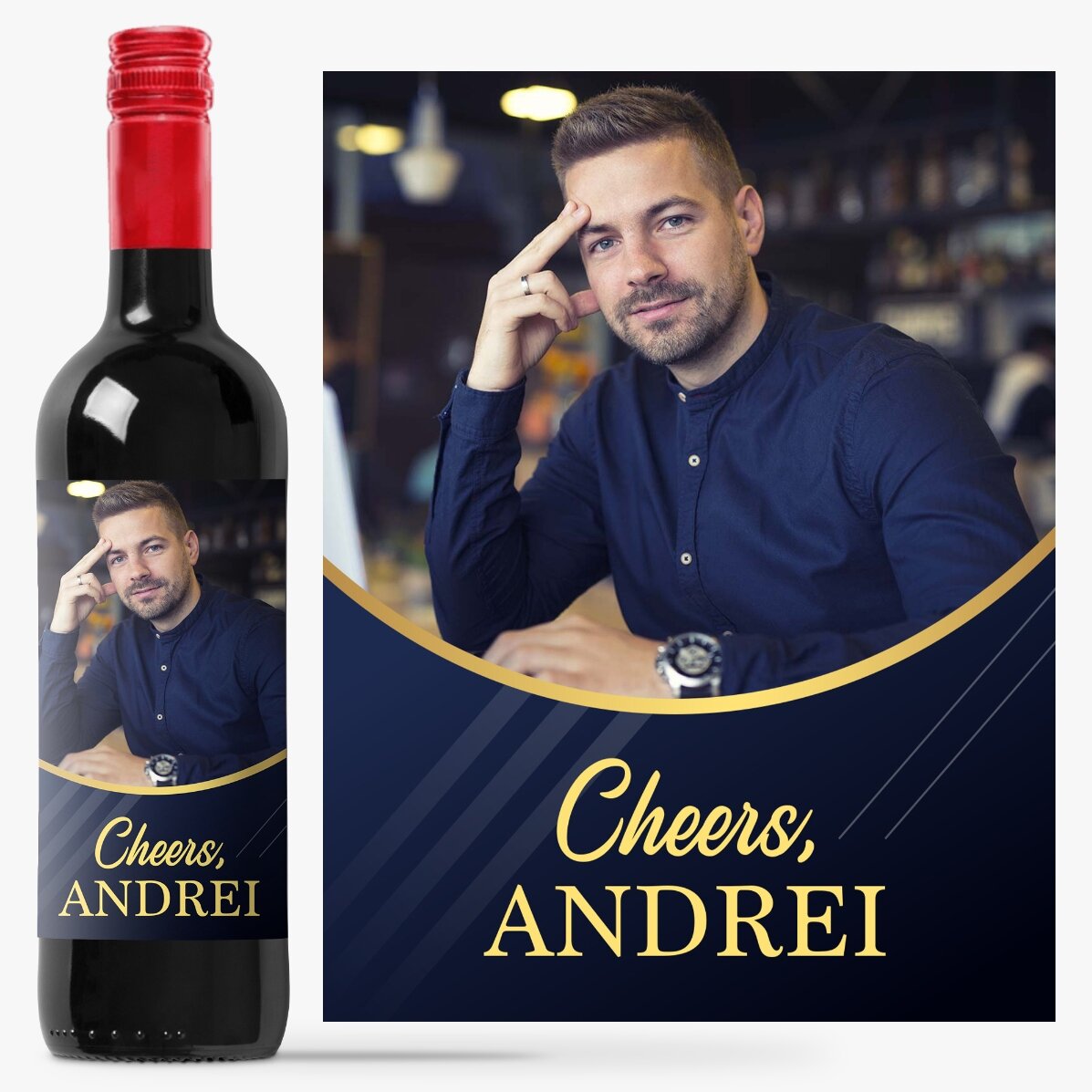 Vin personalizat cu o poză și mesaj - Pentru el