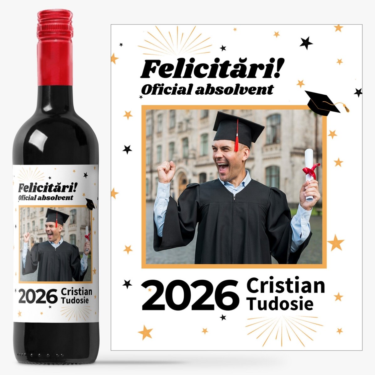 Personalised wine with a photo and text - Official graduate