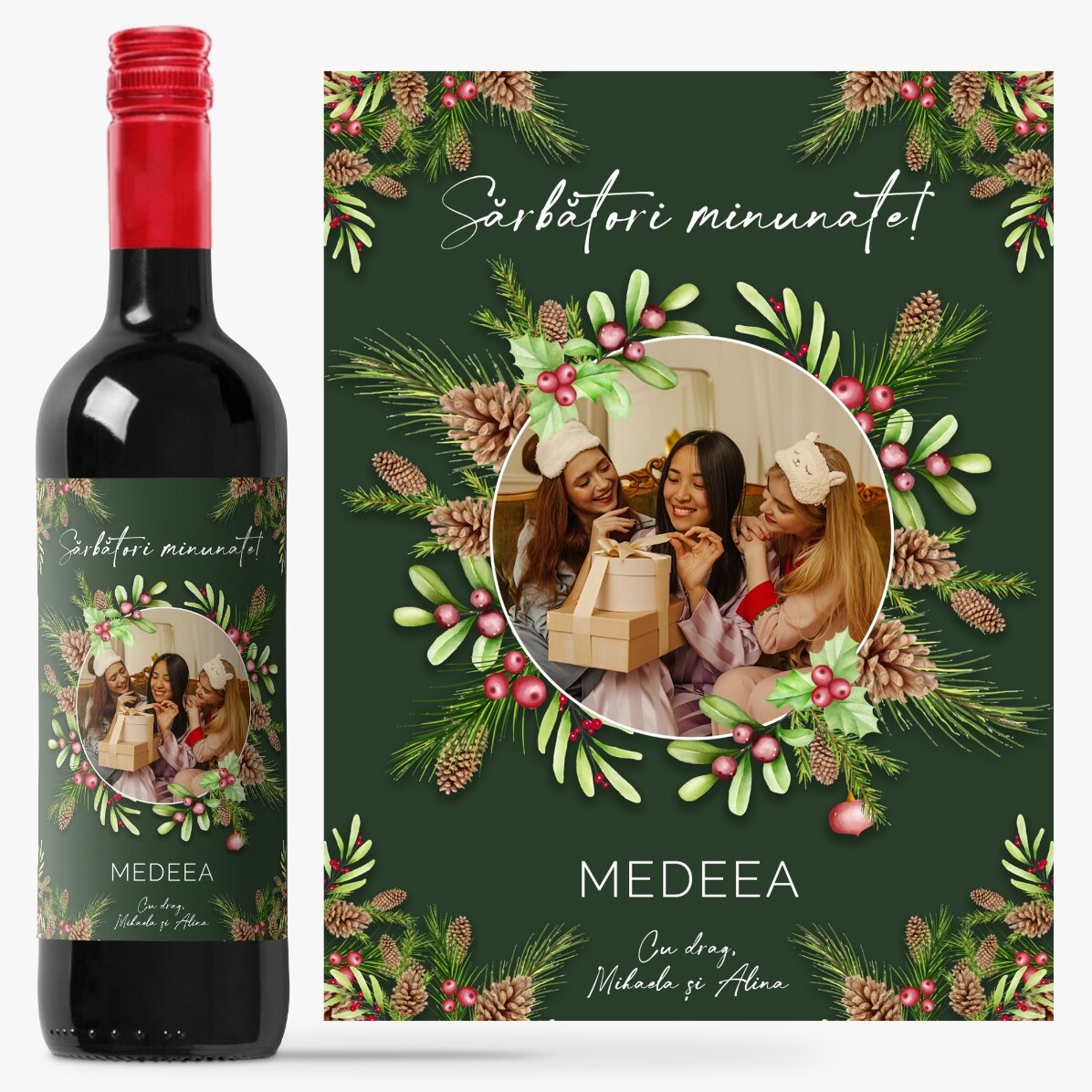 Vin personalizat cu poză și mesaj - Christmas decorations