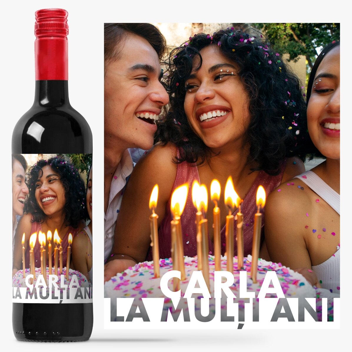 Vin personalizat cu poză și nume pentru zi de naștere