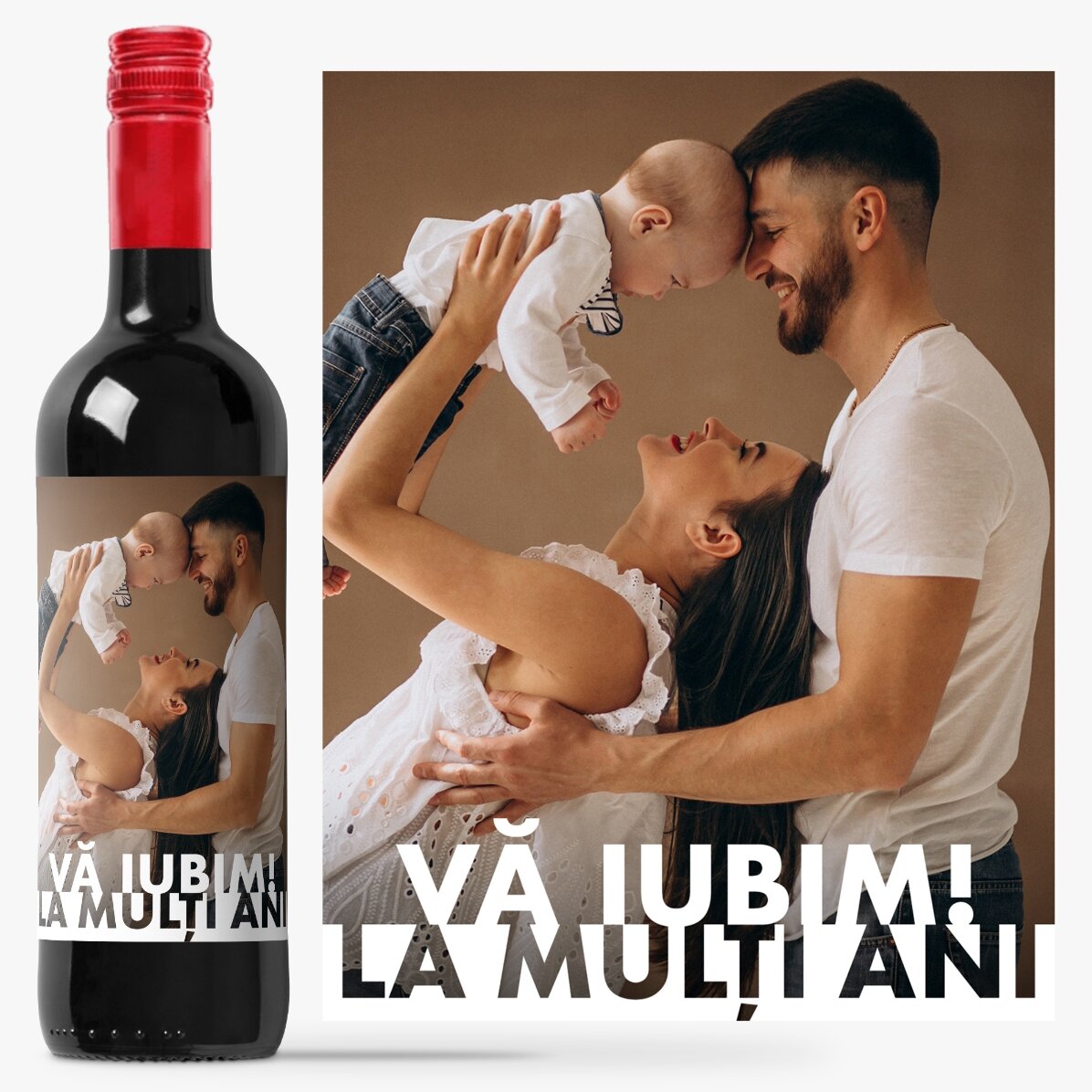 Vin personalizat cu poză și nume pentru zi de naștere
