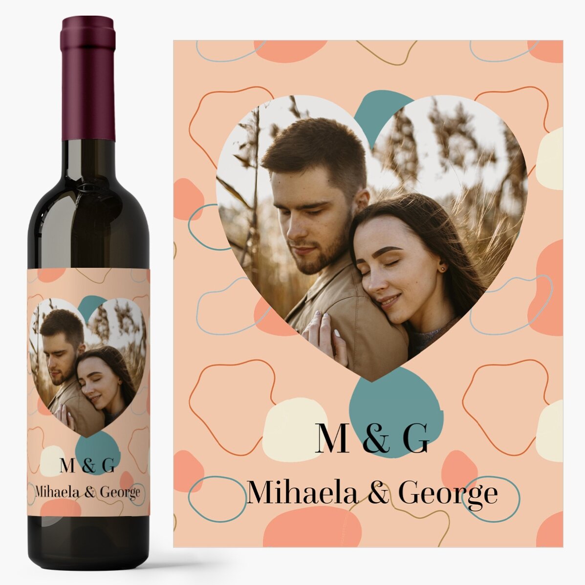 Personalised wine with photo and text - Abstract