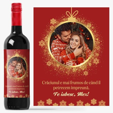 Vin personalizat cu poză și text - Crăciun 