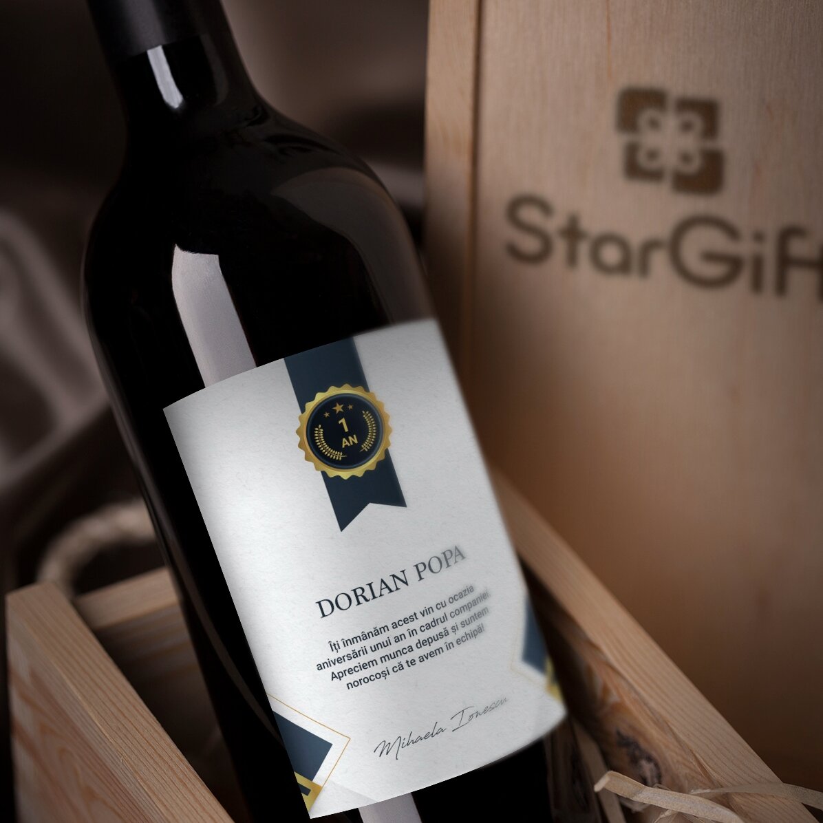 Personalised wine with text - Employee appreciation
