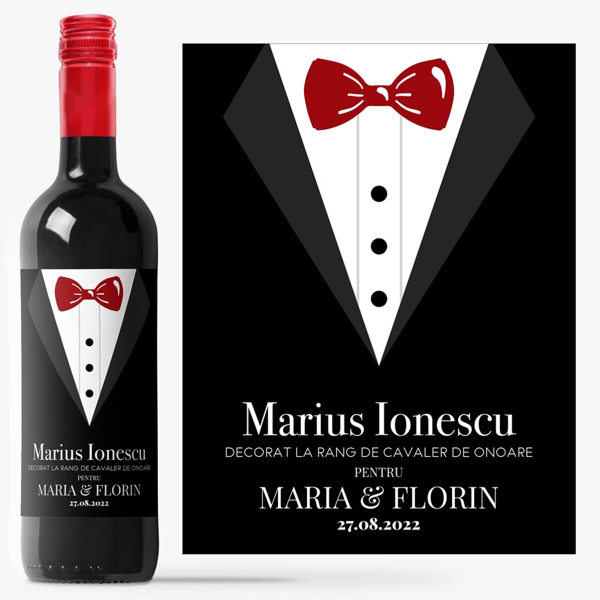 Vin personalizat cu text - Cavaler de onoare