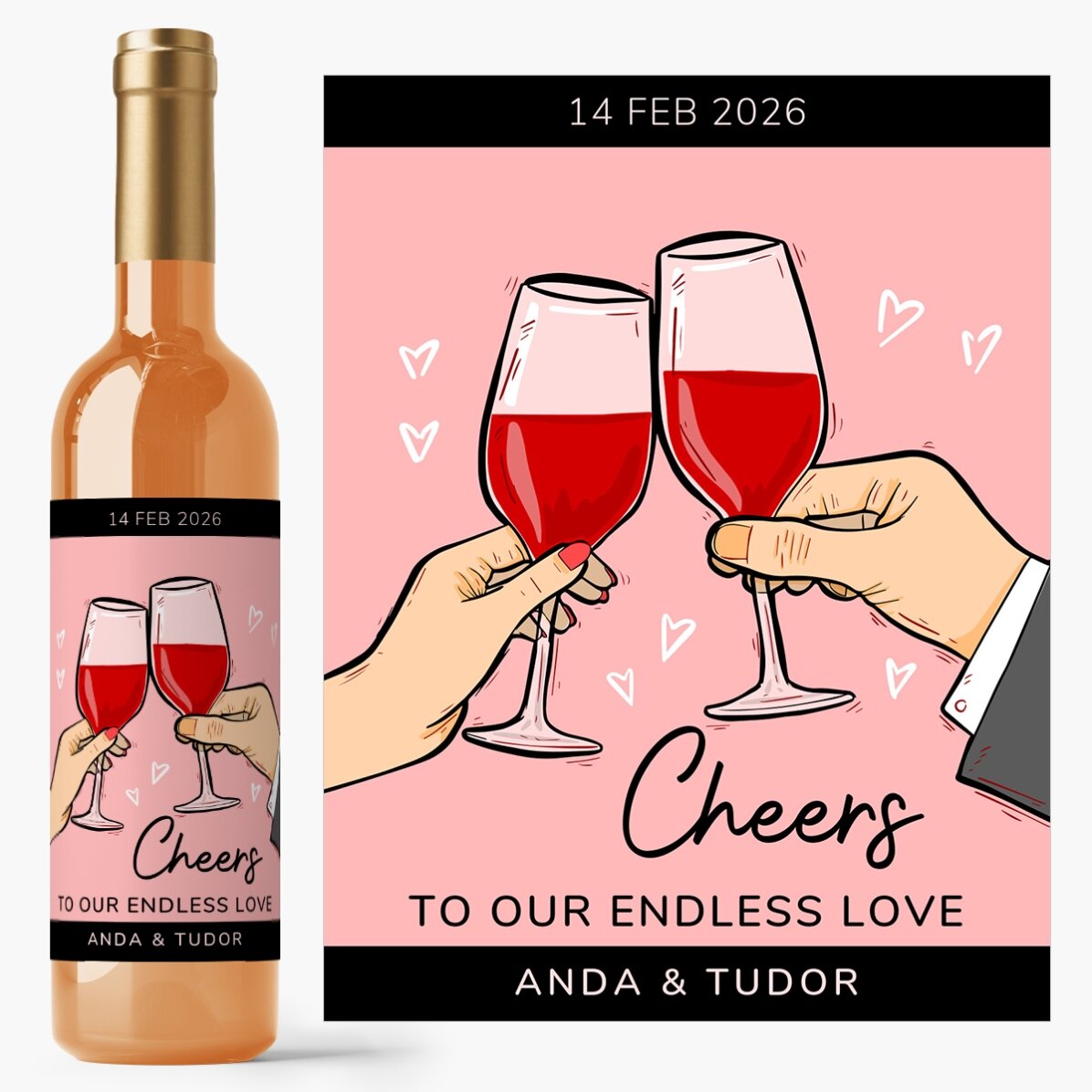 Personalised wine with text - Cheers to our love