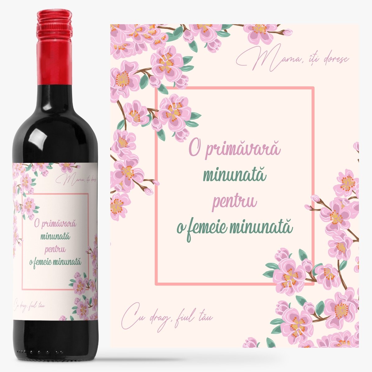 Vin personalizat cu text - Cherry blossoms