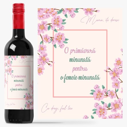 Vin personalizat cu text - Cherry blossoms