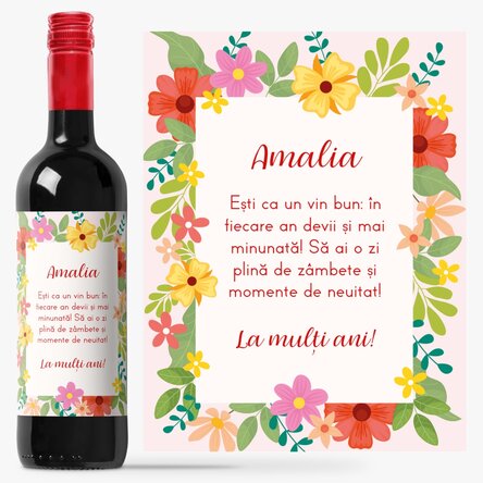 Vin personalizat cu text - Flowers