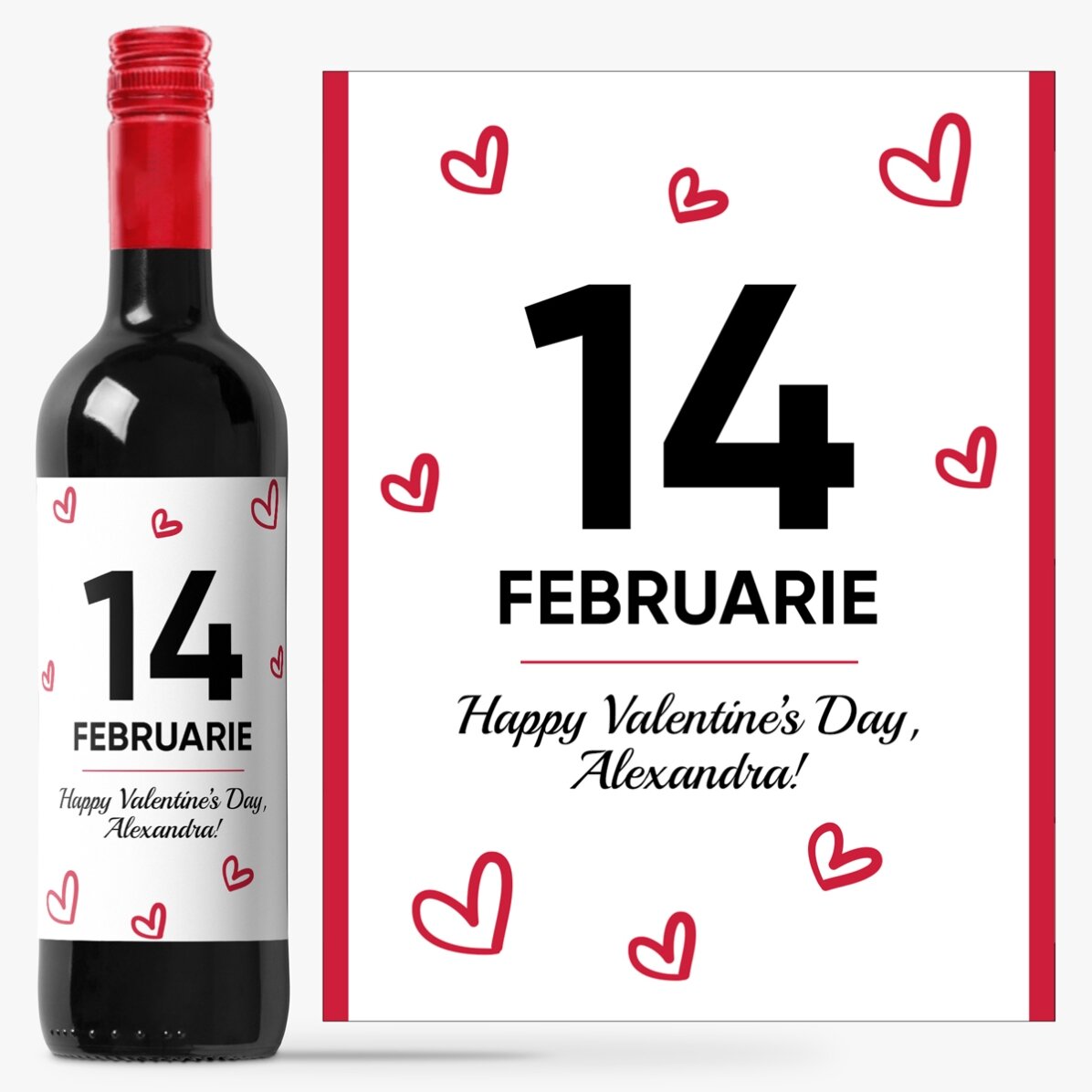 Vin personalizat cu text - Hearts