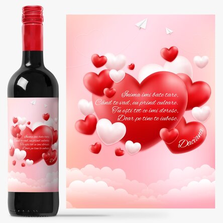 Vin personalizat cu text - Mesaj de dragoste