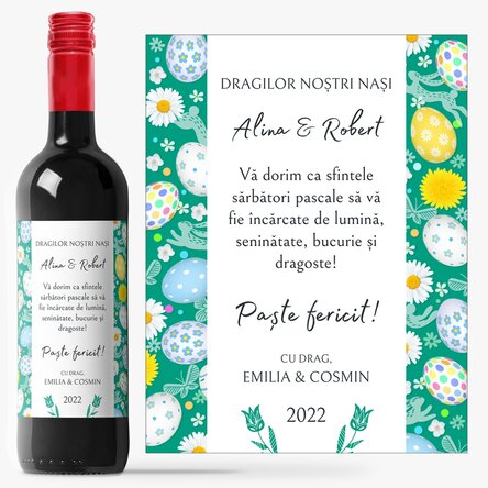Vin personalizat cu text - Mesaj de Paște