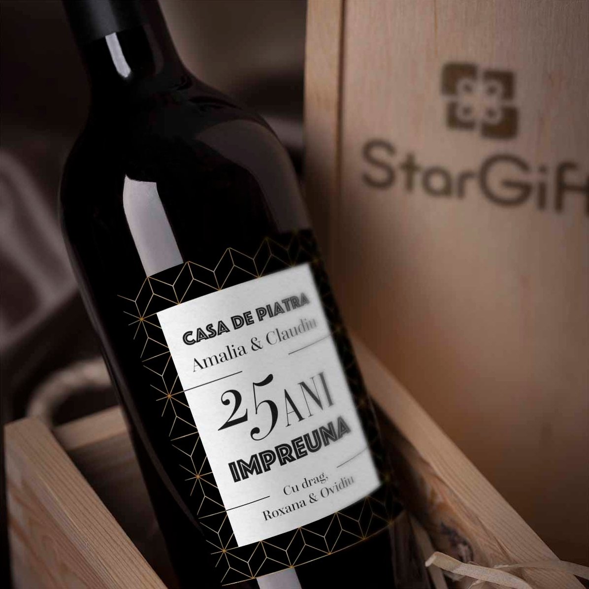 Vin personalizat cu text - Aniversare