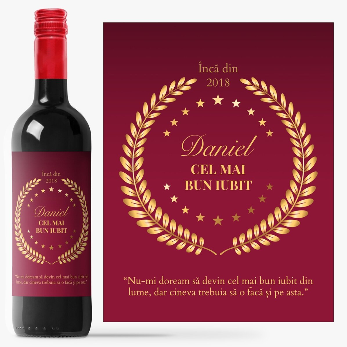 Vin personalizat cu text pentru iubit - Cel mai bun iubit