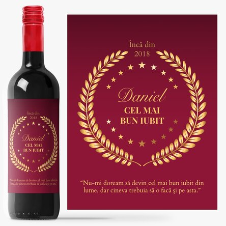 Vin personalizat cu text pentru iubit - Cel mai bun iubit