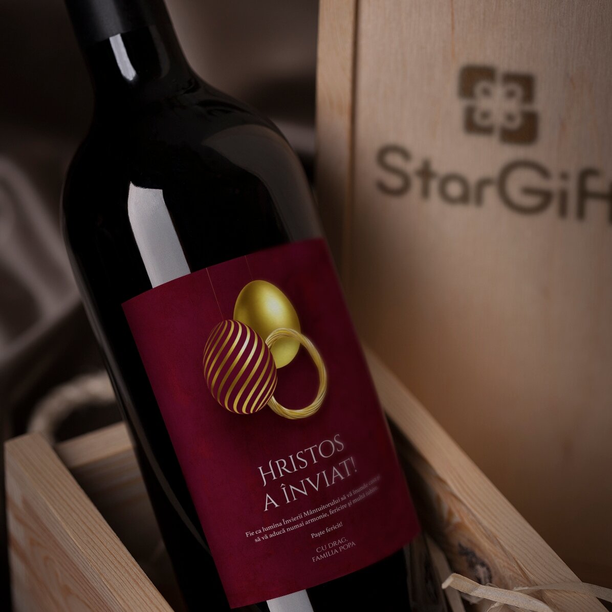 Vin personalizat cu text pentru Paște - Hristos a Înviat!