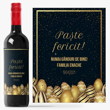 Vin personalizat cu text pentru Paște