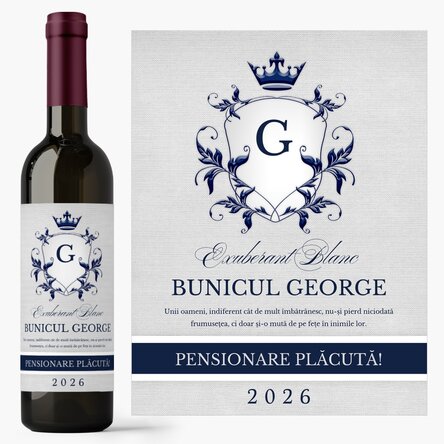 Personalised wine with text for retirement