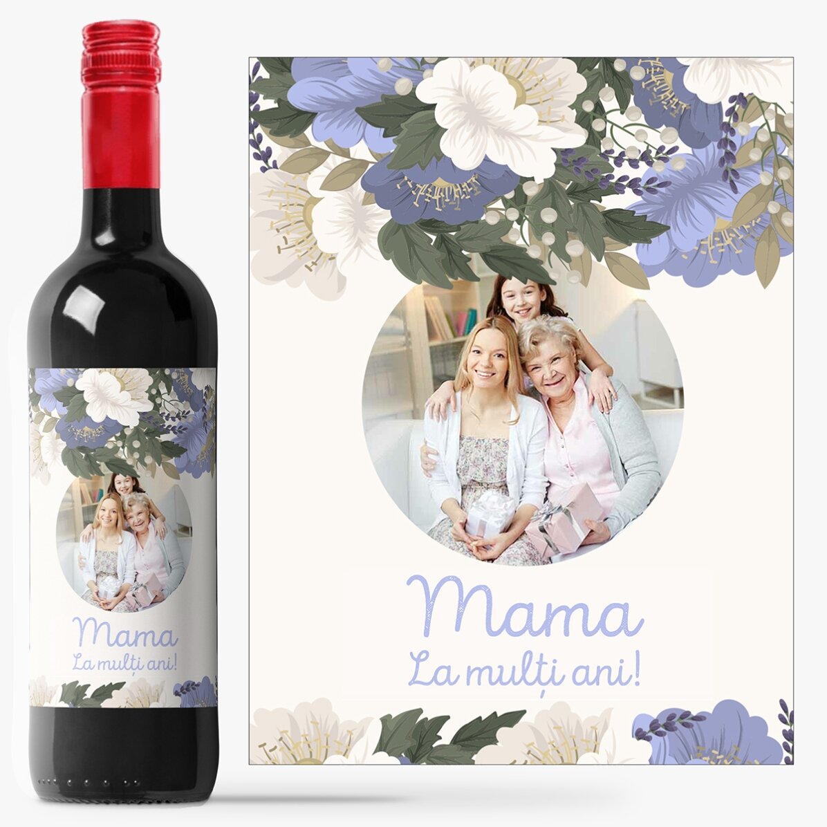 Vin personalizat cu text pentru Ziua Mamei