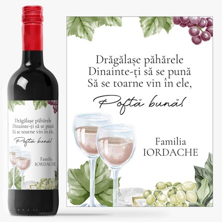 Vin personalizat cu text - Poftă bună!