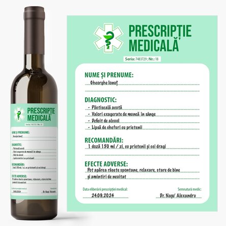 Personalised wine with text - Medical Prescription