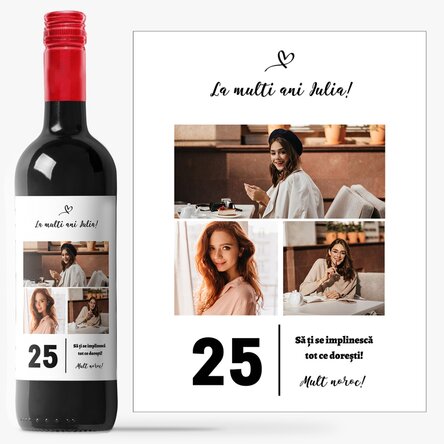 Vin personalizat cu text și 3 poze pentru zi de naștere - 25