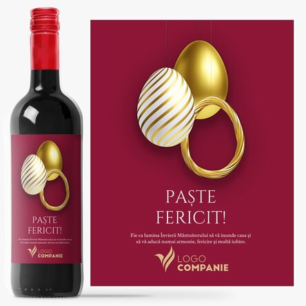 Vin personalizat cu text și logo - Paște Fericit!
