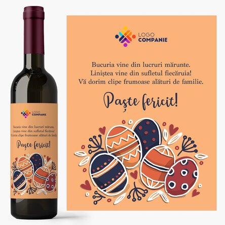 Personalised wine with text and logo for Easter