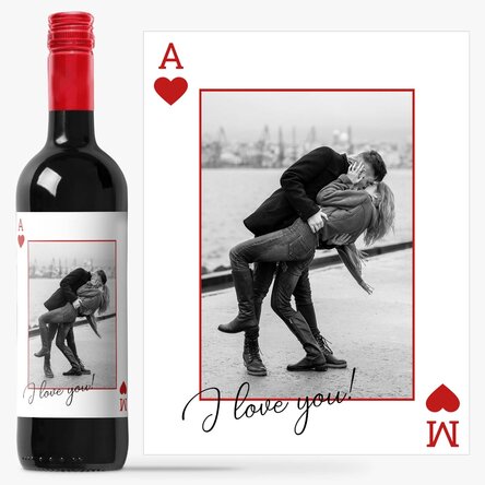 Vin personalizat cu text și o poză - I love you!