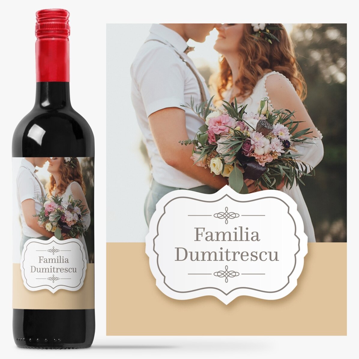 Vin personalizat cu text și poză de familie
