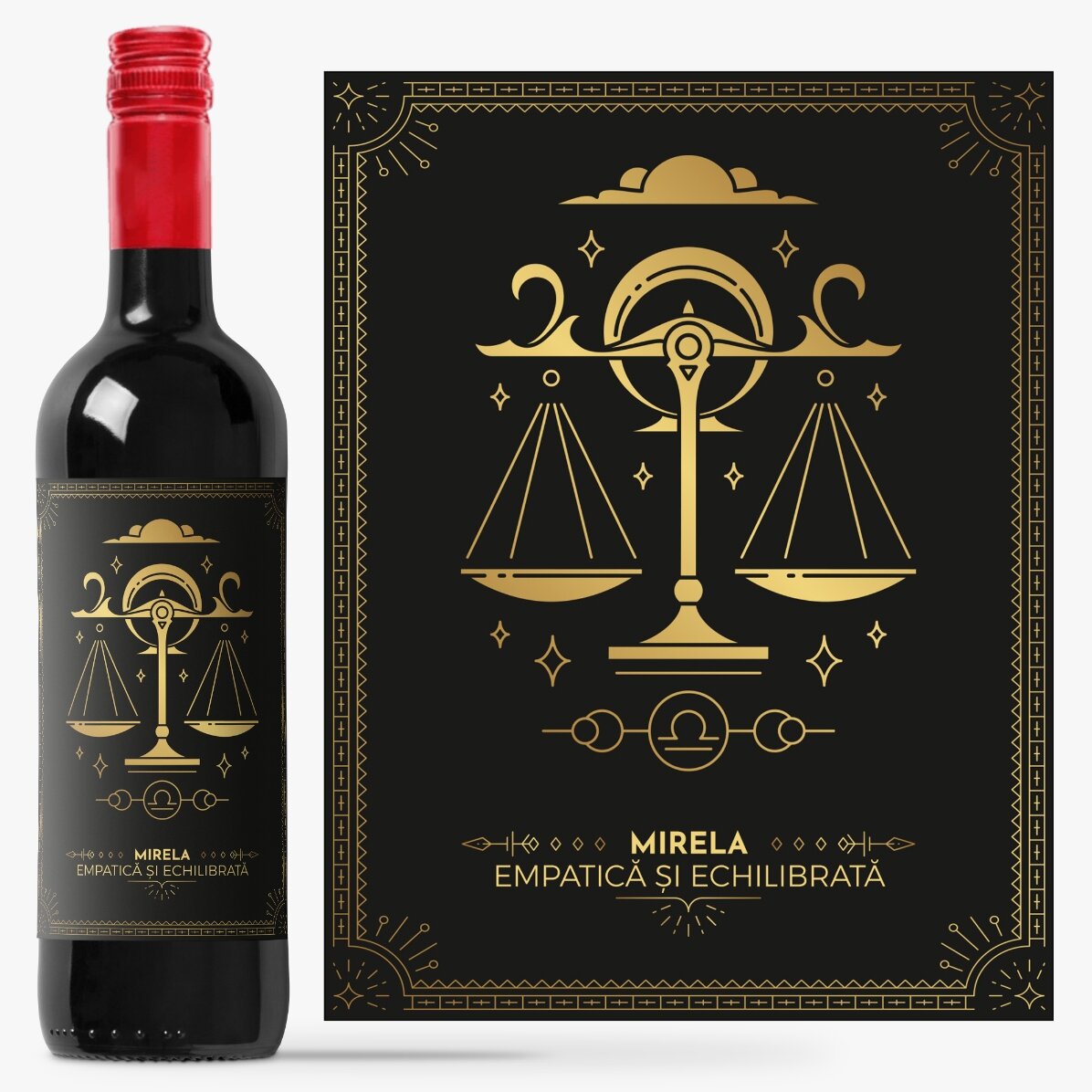 Vin personalizat cu text și zodie - Balanță