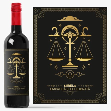 Vin personalizat cu text și zodie - Balanță