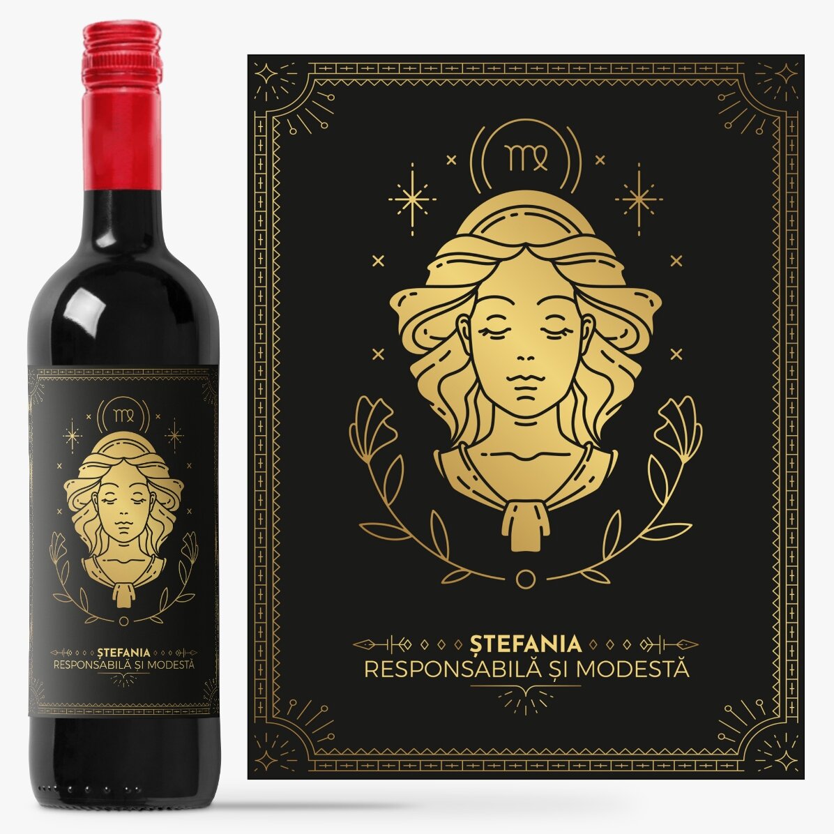 Vin personalizat cu text și zodie - Fecioară