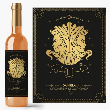 Personalised wine with text and zodiac sign - Gemini