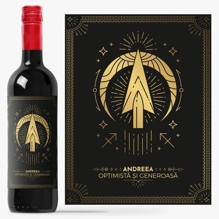 Vin personalizat cu text și zodie - Săgetător