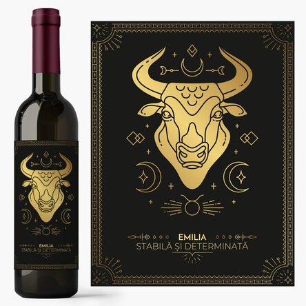 Personalised wine with text and zodiac sign - Taurus