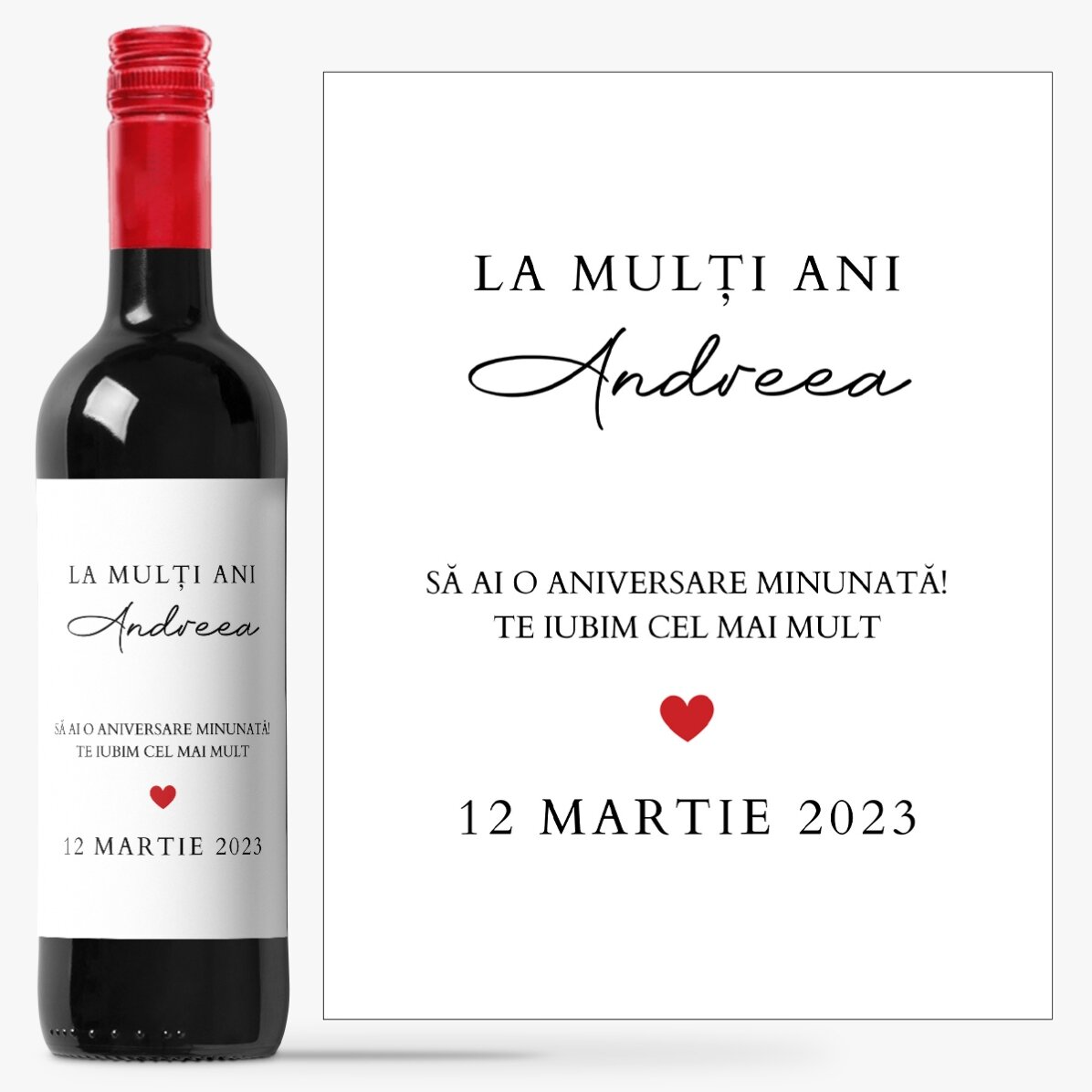 Vin personalizat cu text