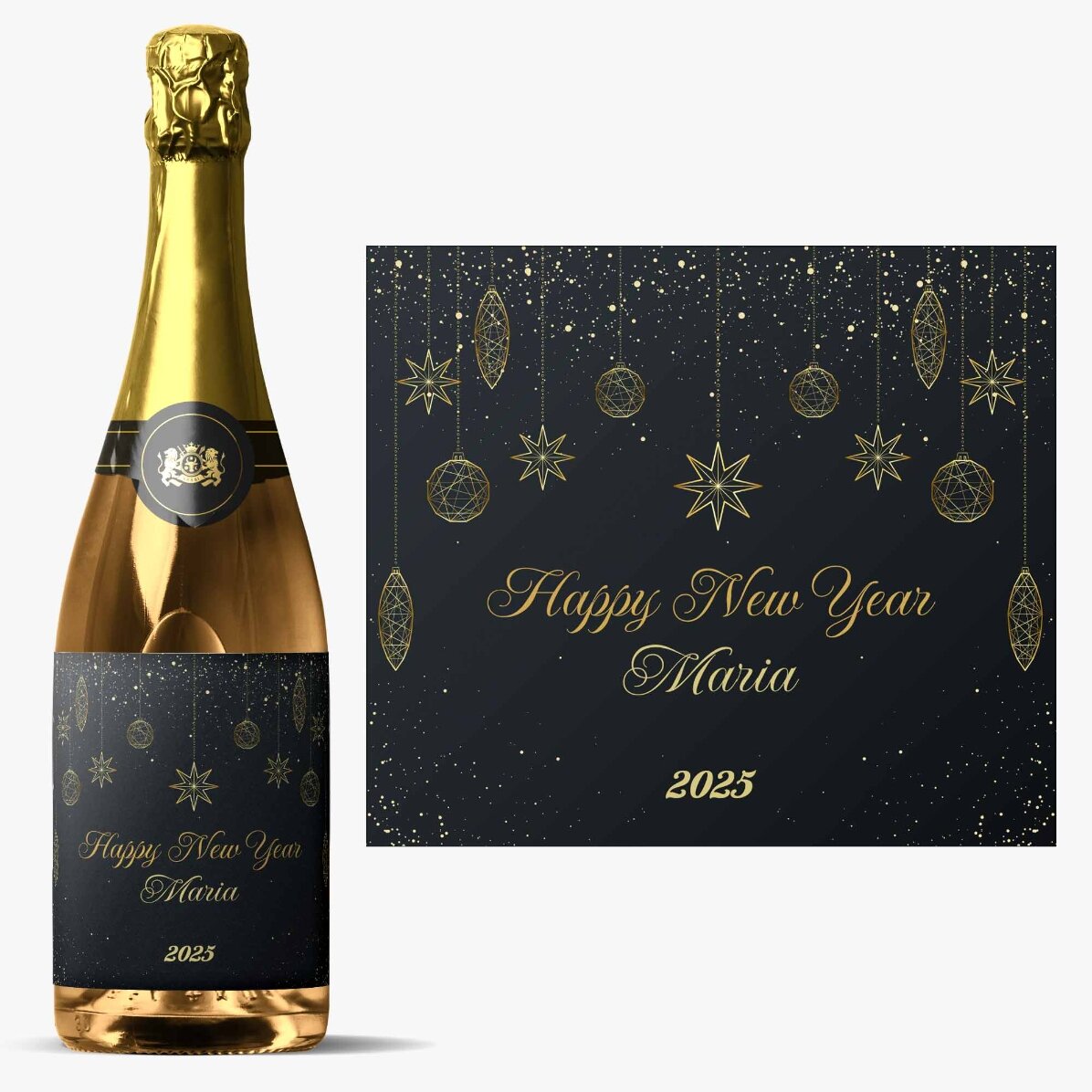 Vin spumant personalizat cu mesaj - Happy New Year!