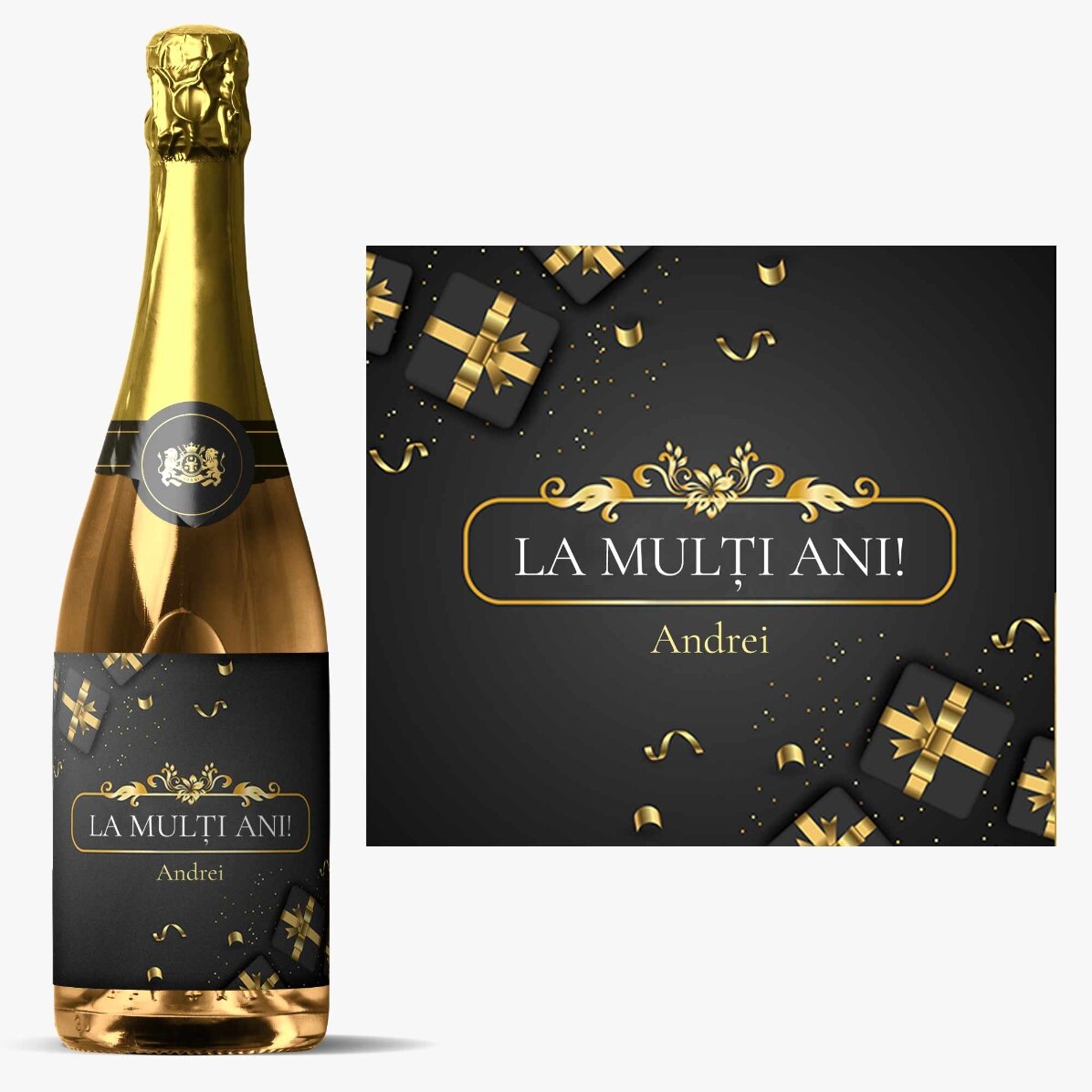 Vin spumant personalizat cu mesaj - La mulți ani