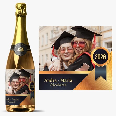 Personalised sparkling wine with a message and a photo - Graduation