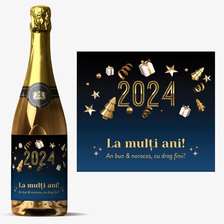 Vin spumant personalizat cu text - La mulți ani!