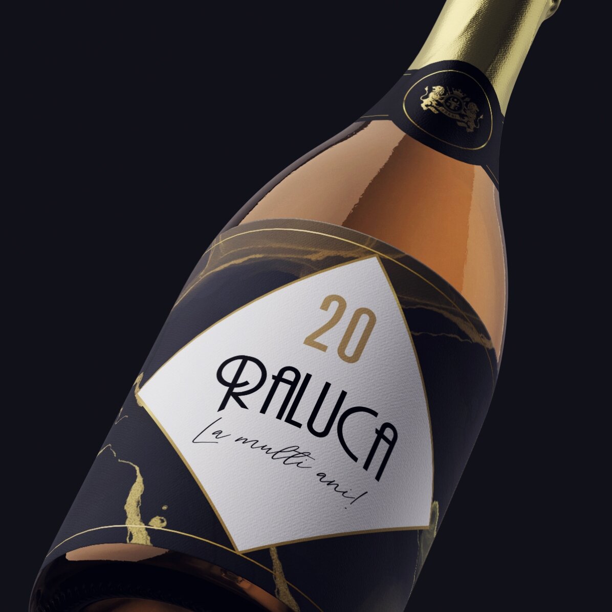 Vin spumant personalizat cu text - Abstract gold