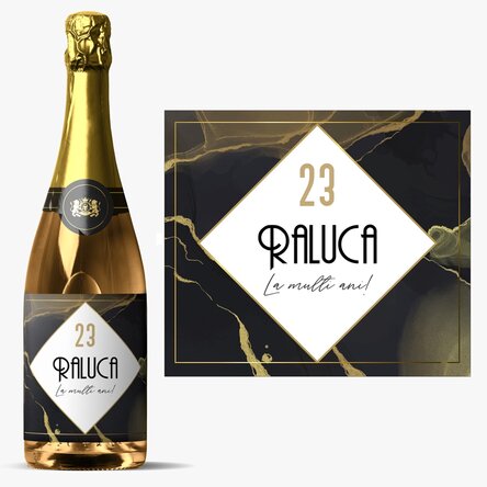 Vin spumant personalizat cu text - Abstract gold