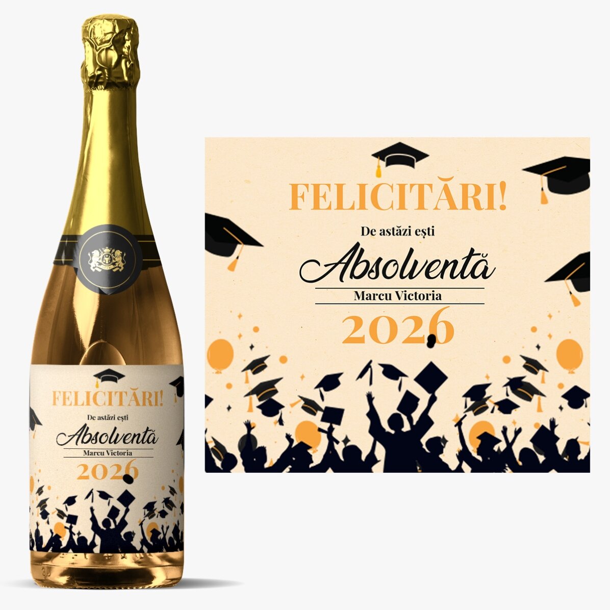 Personalised sparkling wine with text - Graduation joy