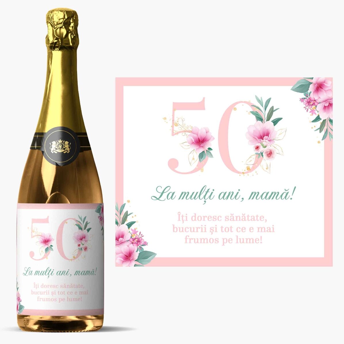 Personalised sparkling wine with text - Flowers
