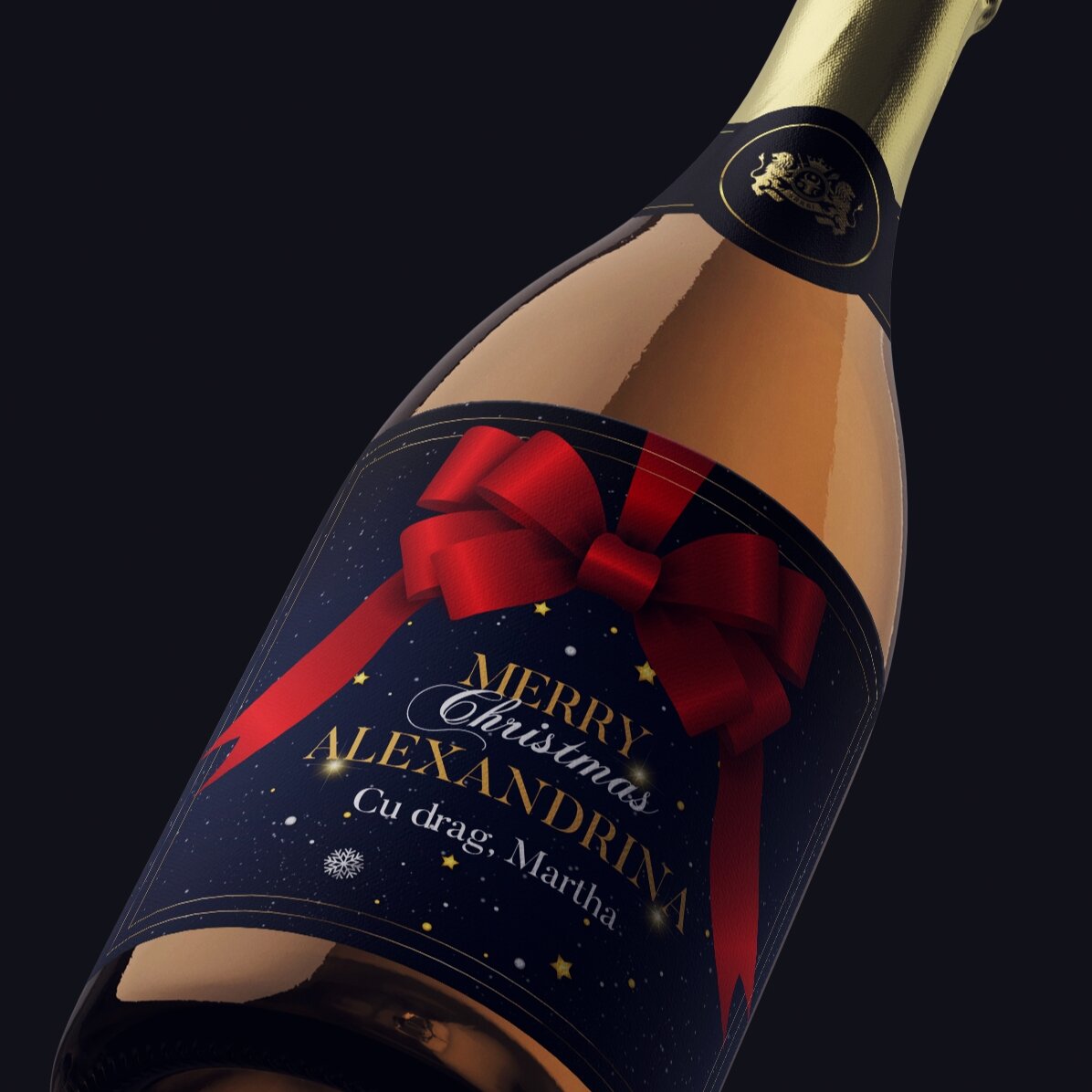 Vin spumant personalizat cu text - Glamorous Christmas