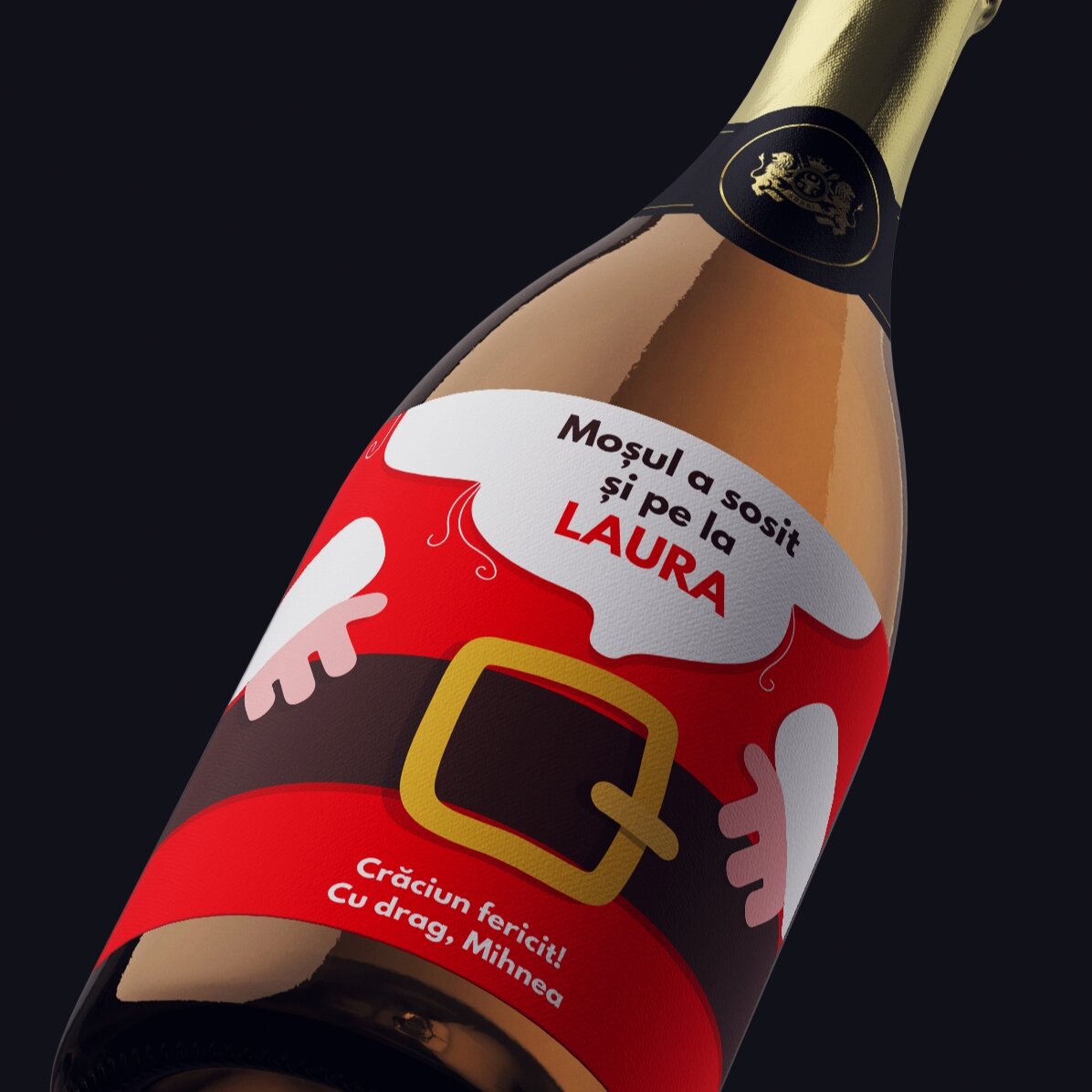 Personalised sparkling wine with text - Santa has arrived