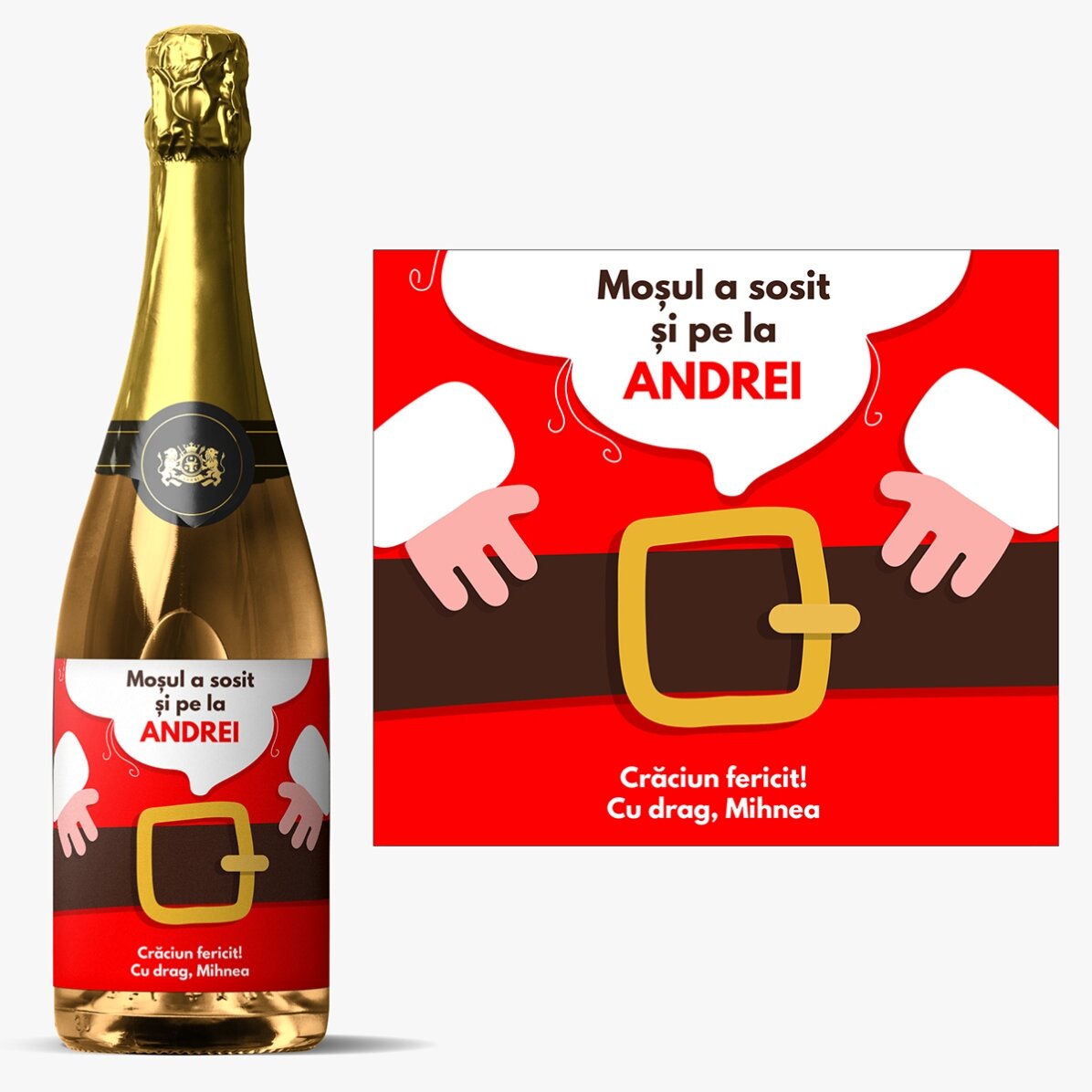 Personalised sparkling wine with text - Santa has arrived